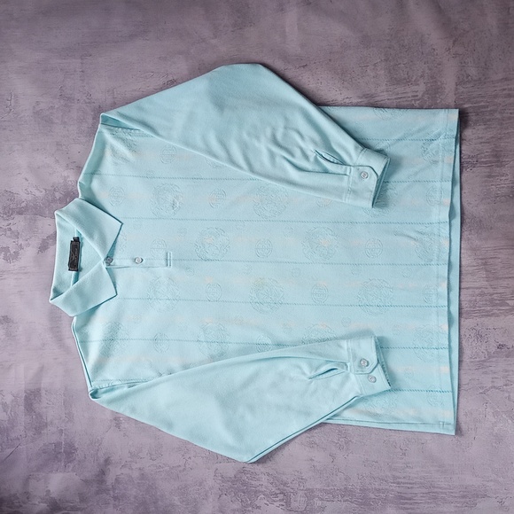 Vintage Giorgio Armani Patterned Longsleeved Shirt Polo - Picture 1 of 8